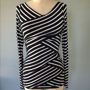 Bailey44 Layered long sleeve top - Navy Stripe